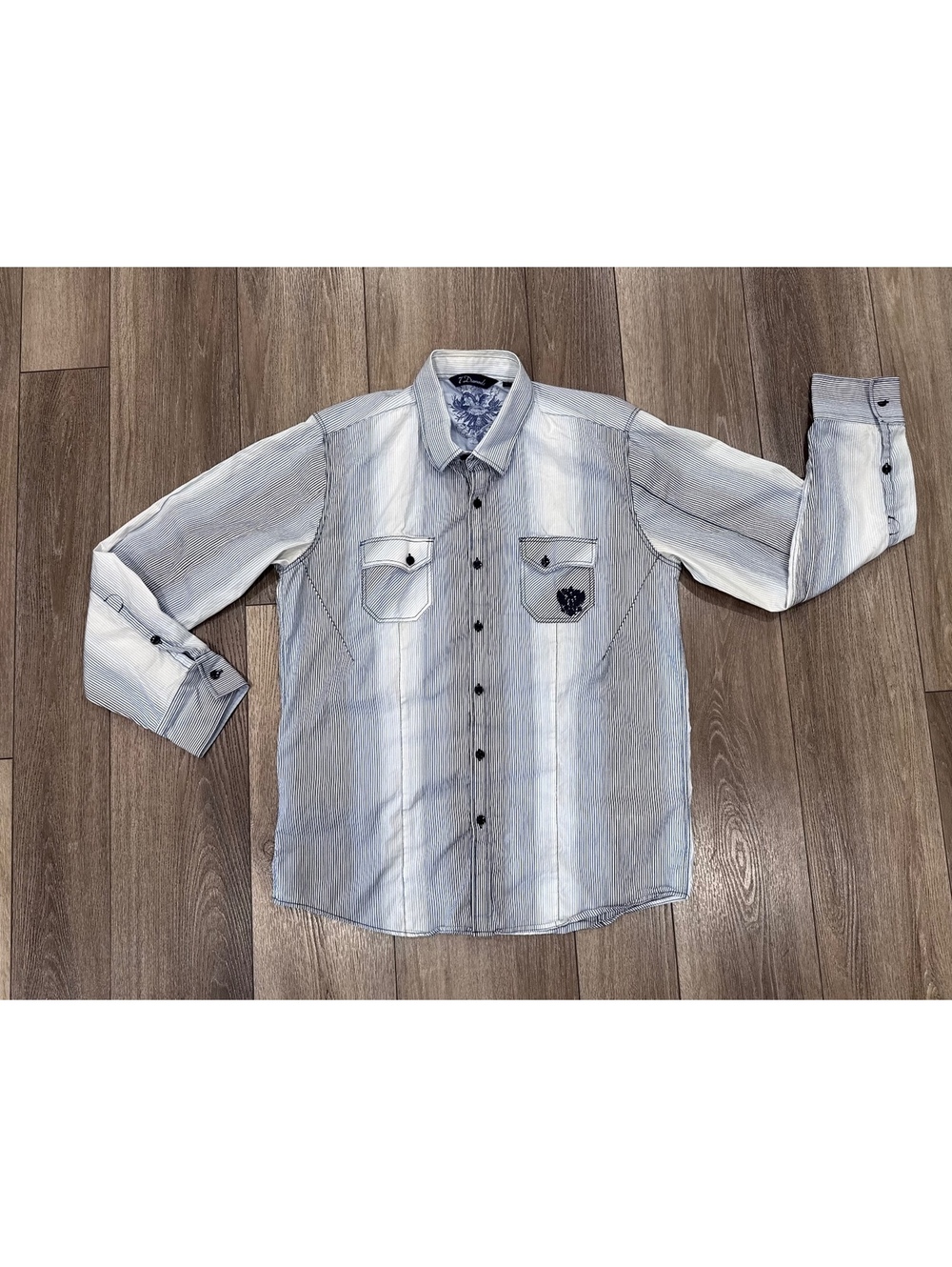 7 Diamonds Men's Long Sleeve Button-Up Cotton Shirt Size L